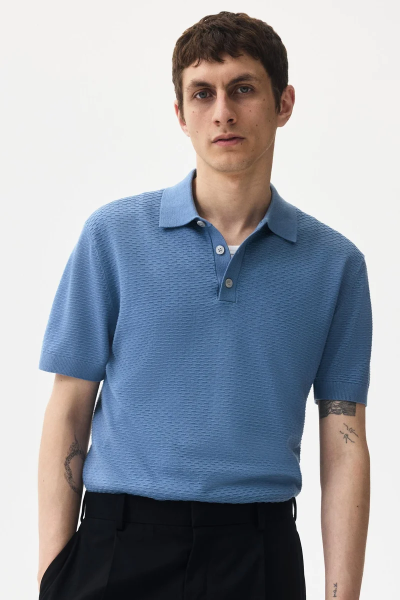 H&M Slim Fit Textured polo shirt